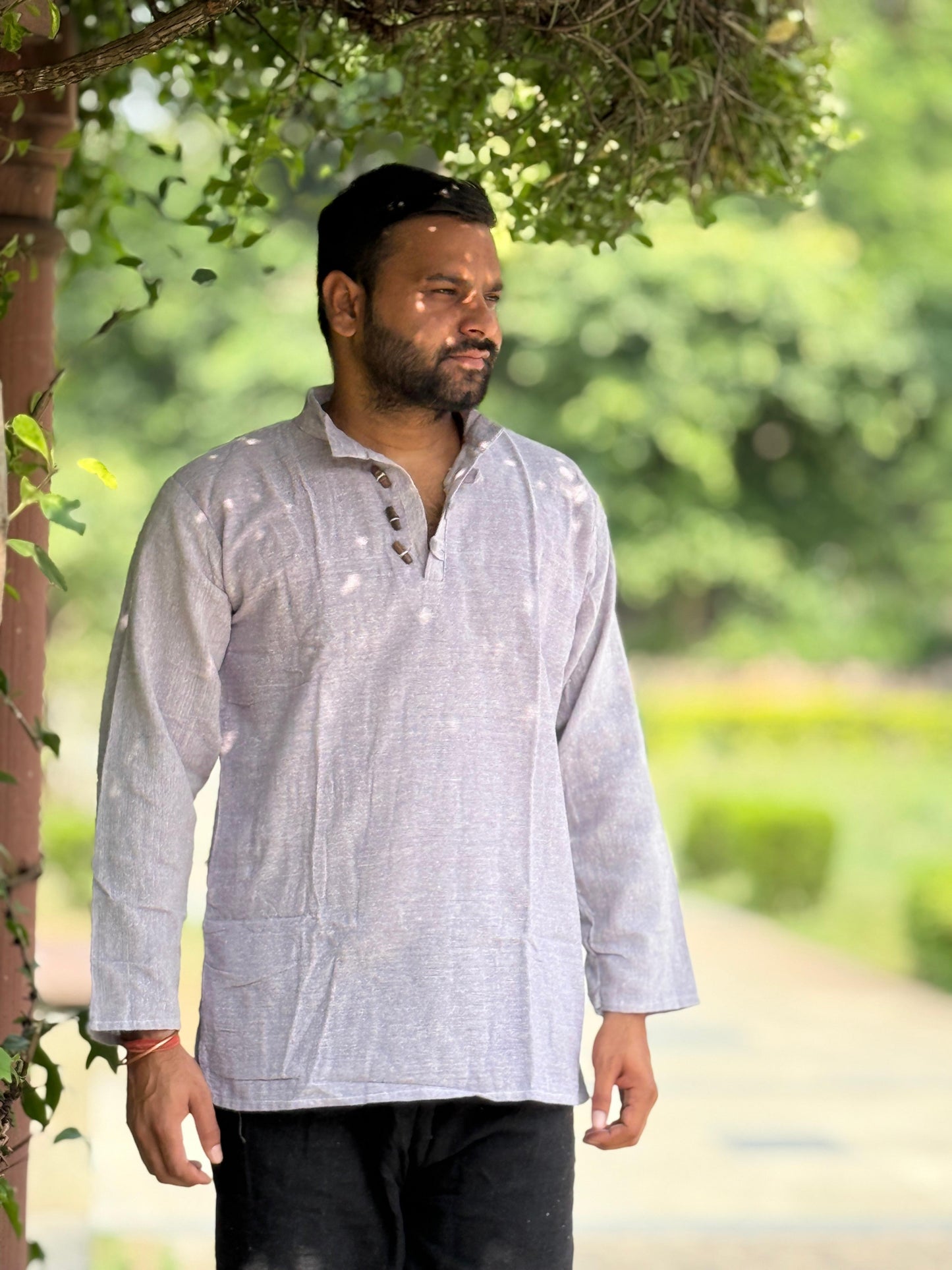 Soft Lavender Grey Khadi Cotton Kurta