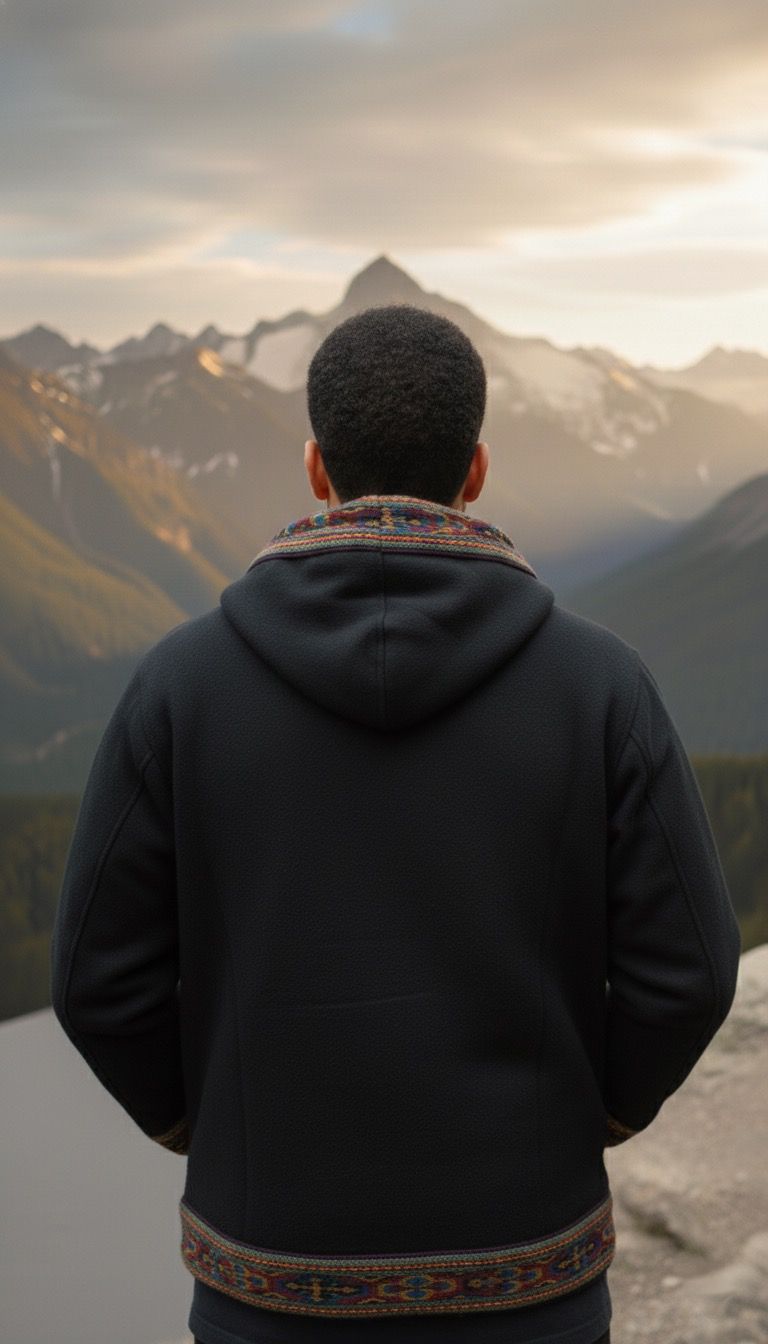 Boho Embroidered Cotton Jacket | Handmade Winter Wear-Black