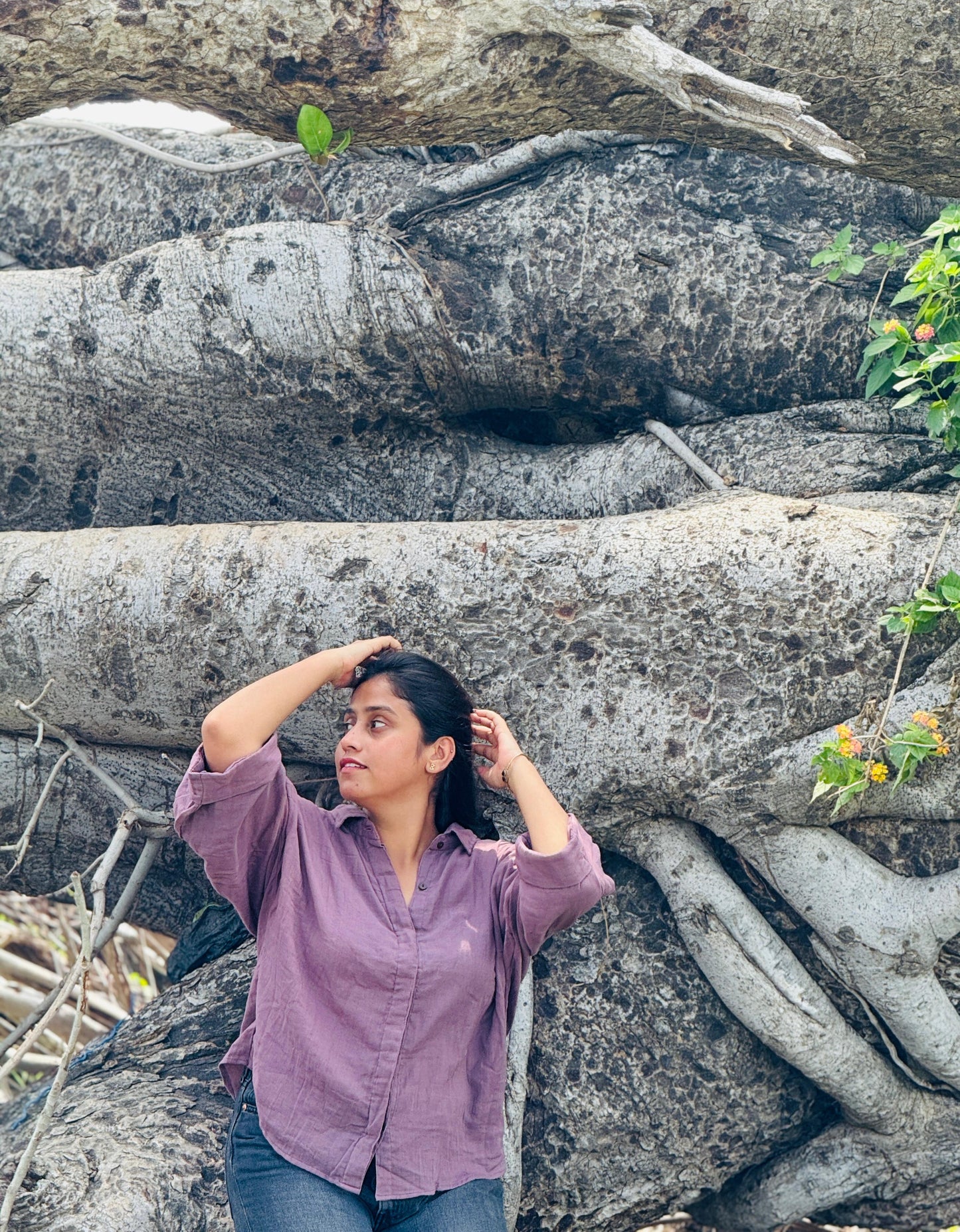 Double Gauze Cotton Relaxed fit Shirt – Mauve (Free Size)