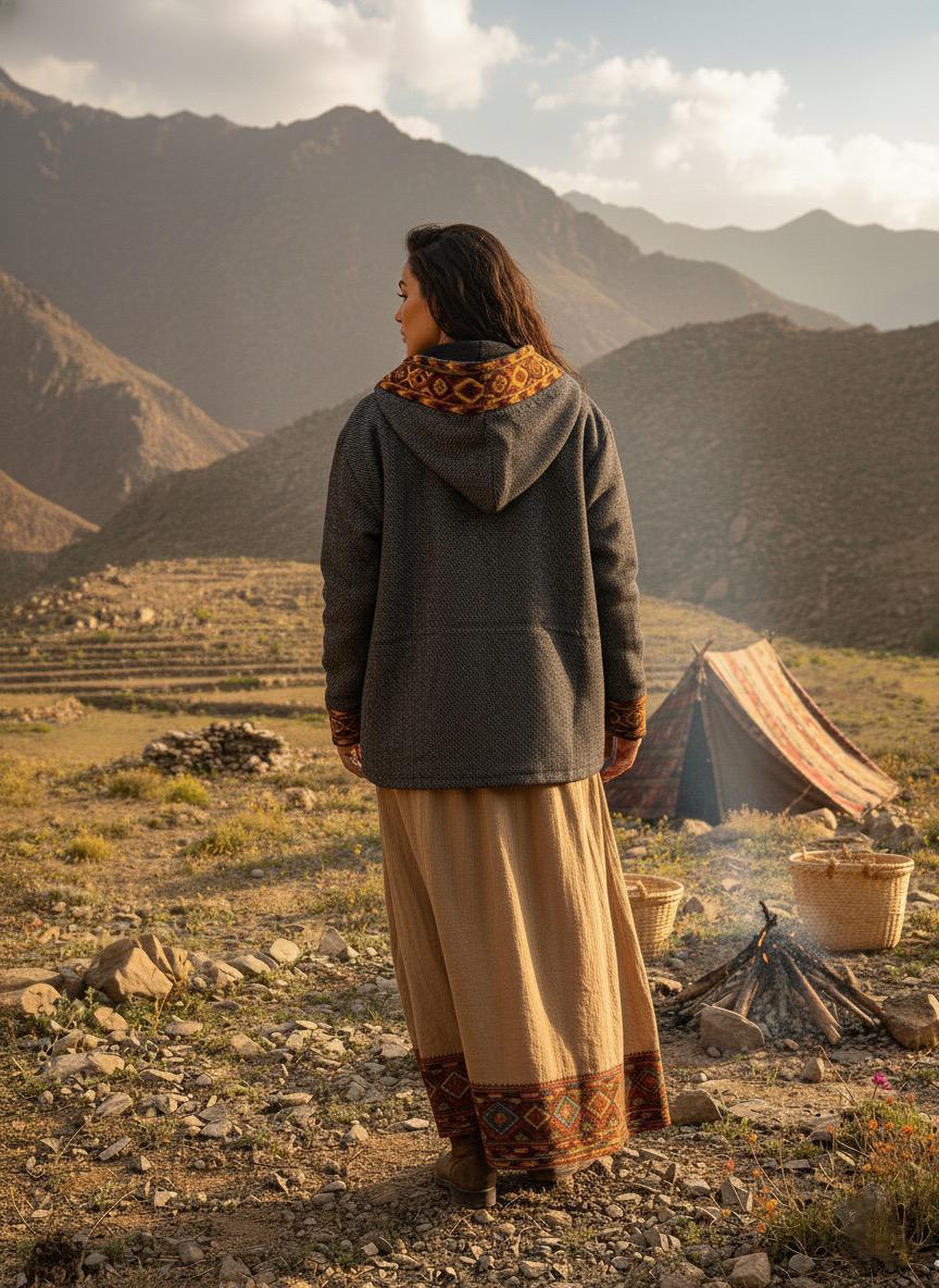 Boho Embroidered Cotton Jacket | Handmade Winter Wear | Deep Charcoal