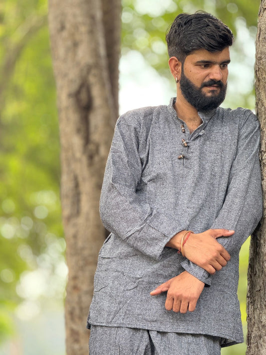 Graphite Grey - Khadi Cotton Kurta