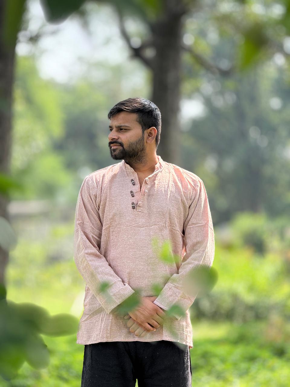 Soft Blush Pink Khadi Cotton Kurta