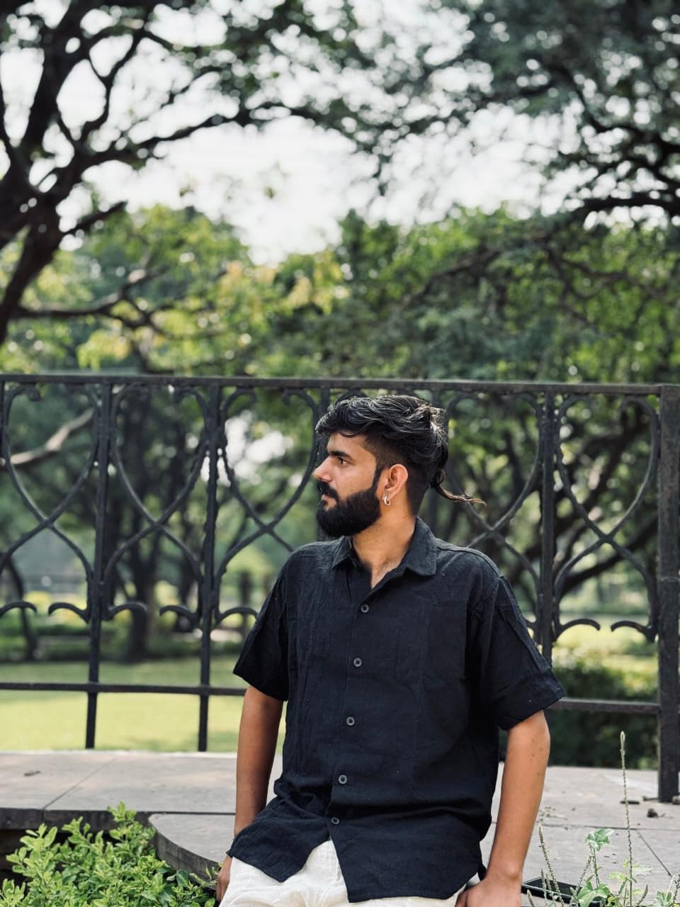 Black Khadi Cotton Shirt