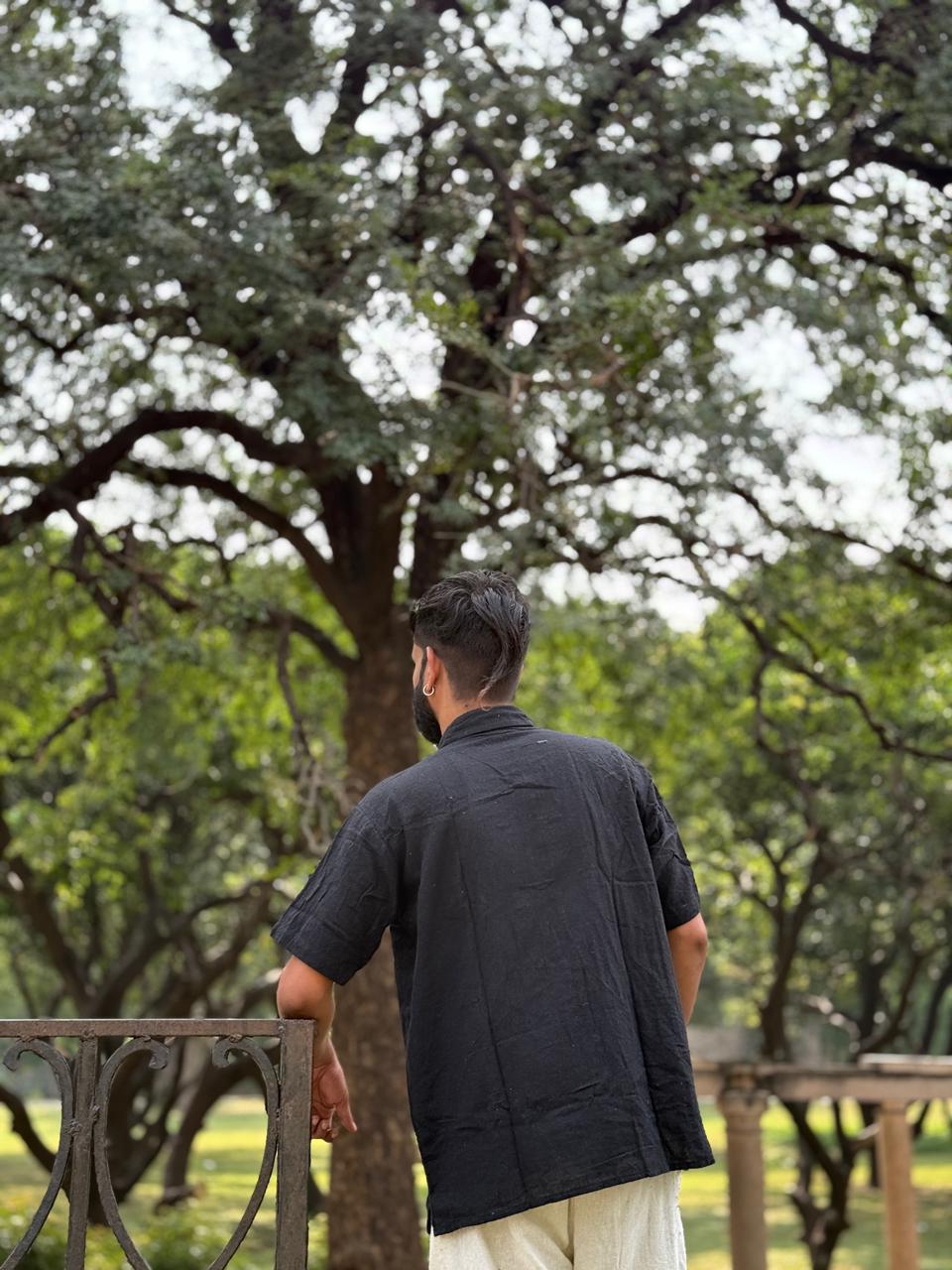 Black Khadi Cotton Shirt