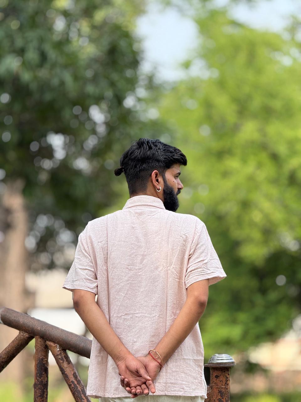 Soft Blush Pink Khadi Cotton Shirt