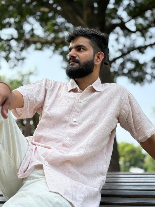 Soft Blush Pink Khadi Cotton Shirt