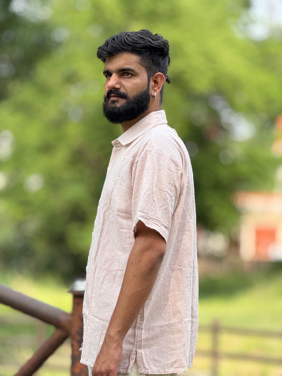 Soft Blush Pink Khadi Cotton Shirt