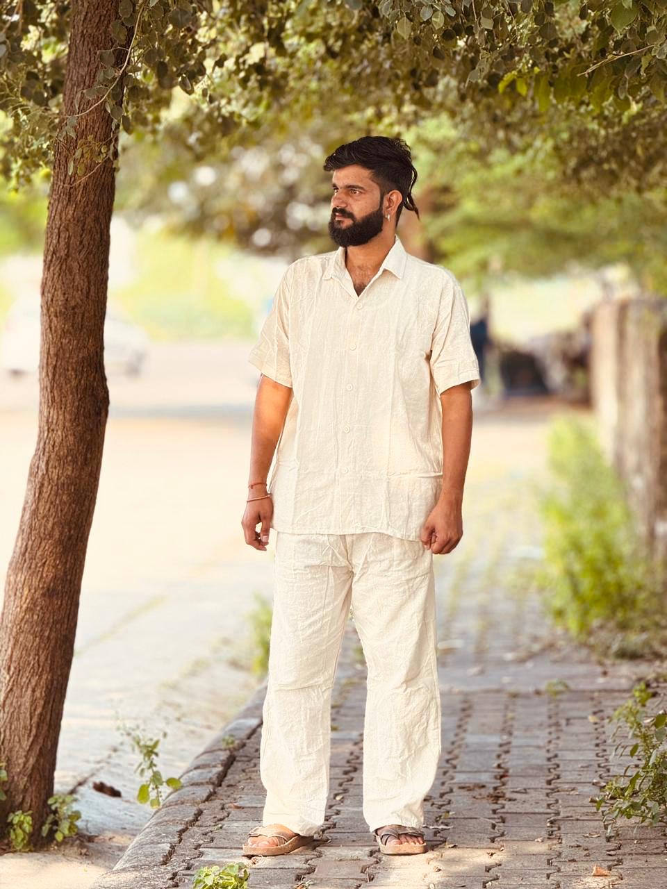 Ivory White Khadi Cotton Shirt