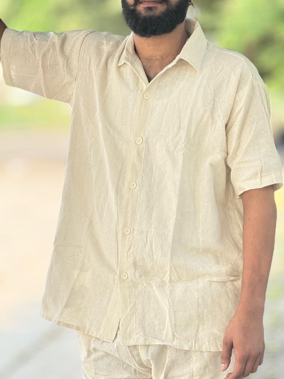 Ivory White Khadi Cotton Shirt