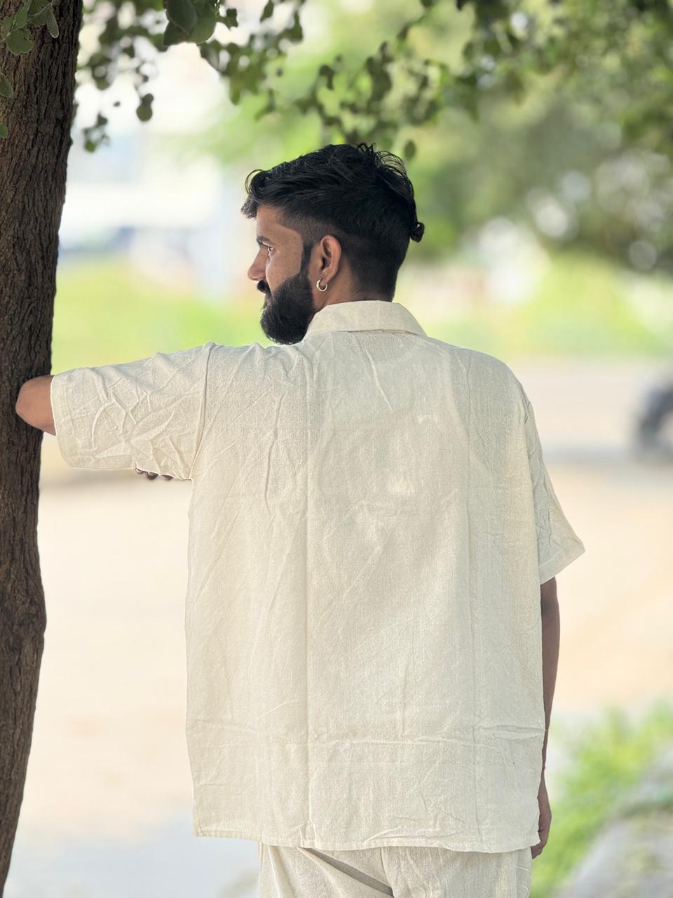 Ivory White Khadi Cotton Shirt