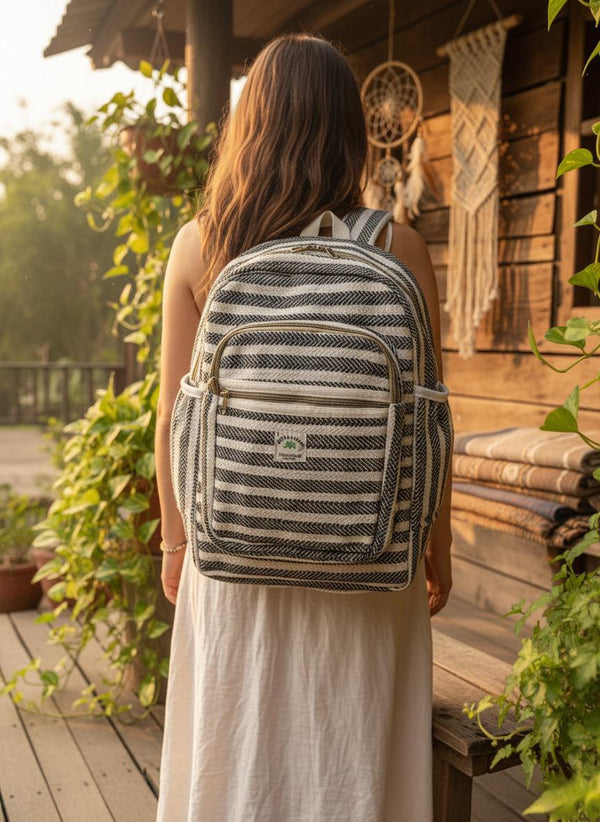 Himalayan Hemp Backpack (Striped Pattern)