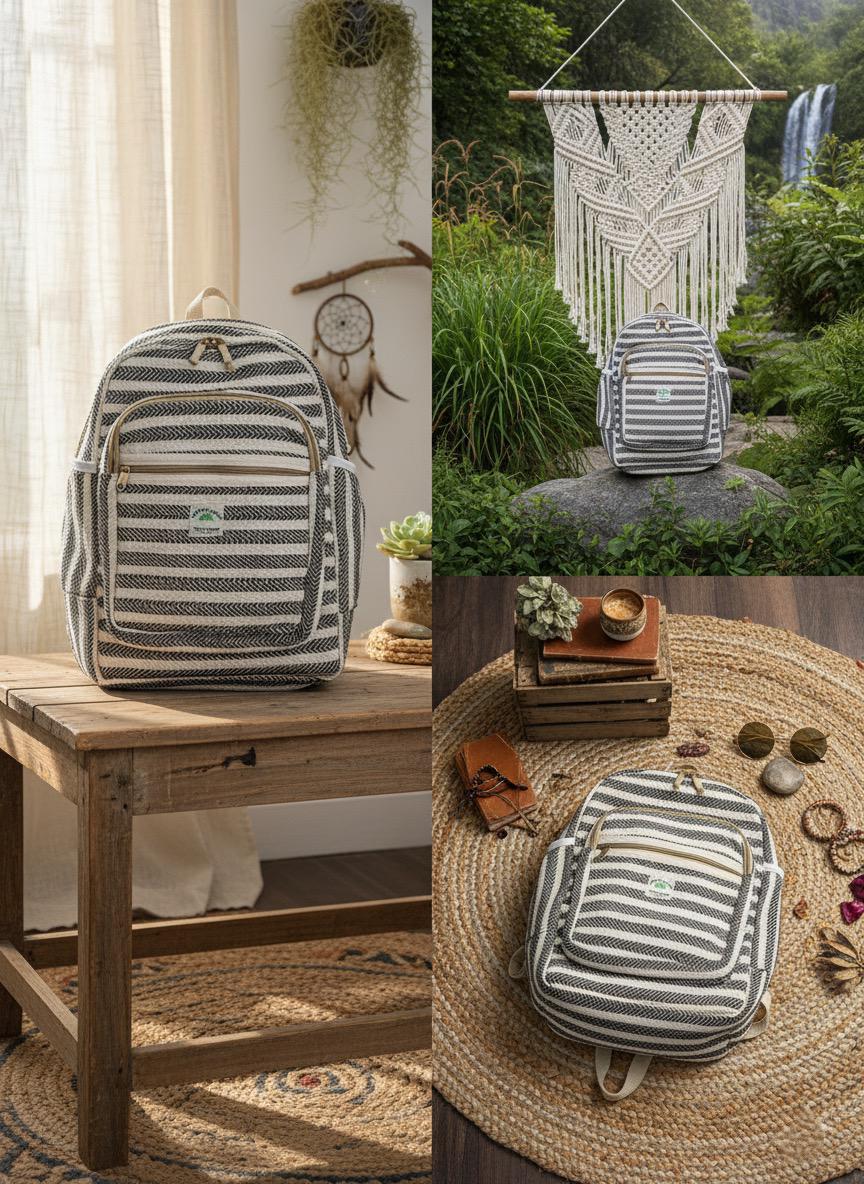 Himalayan Hemp Backpack (Striped Pattern)