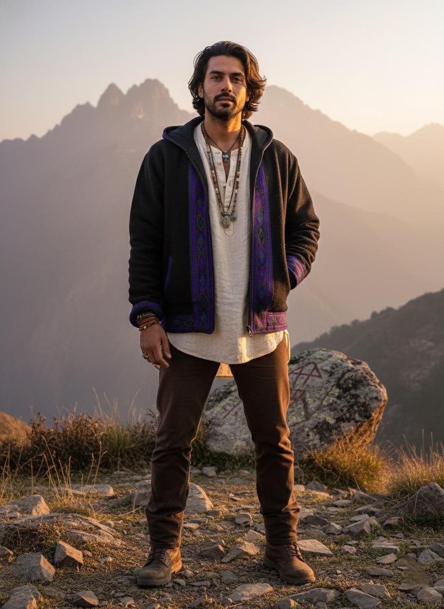 Boho Embroidered Cotton Jacket | Handmade Winter Wear | Black