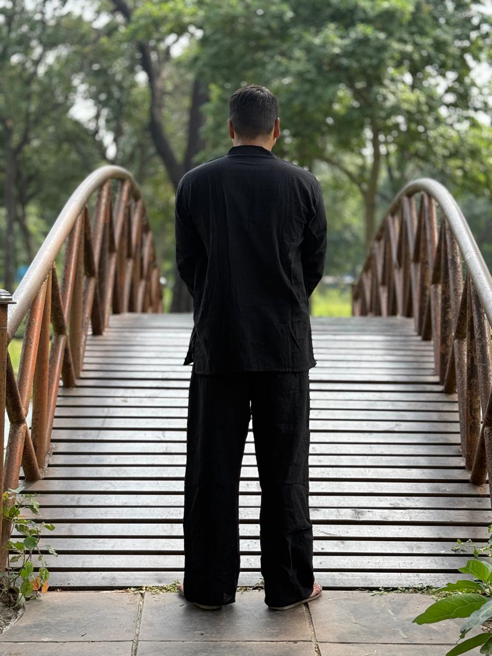 Charcoal Black Khadi Cotton Co-ord Set