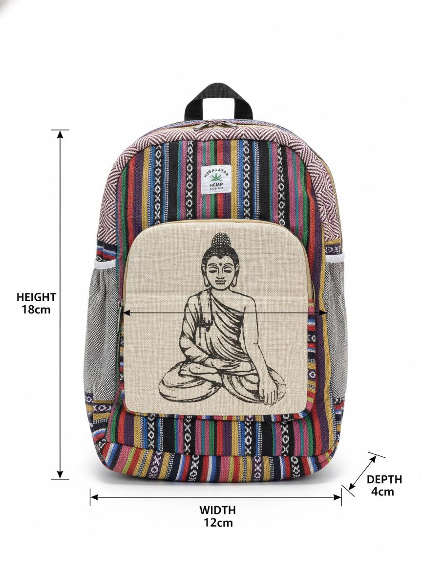 Himalayan Hemp Backpack (Serene Buddha Print)