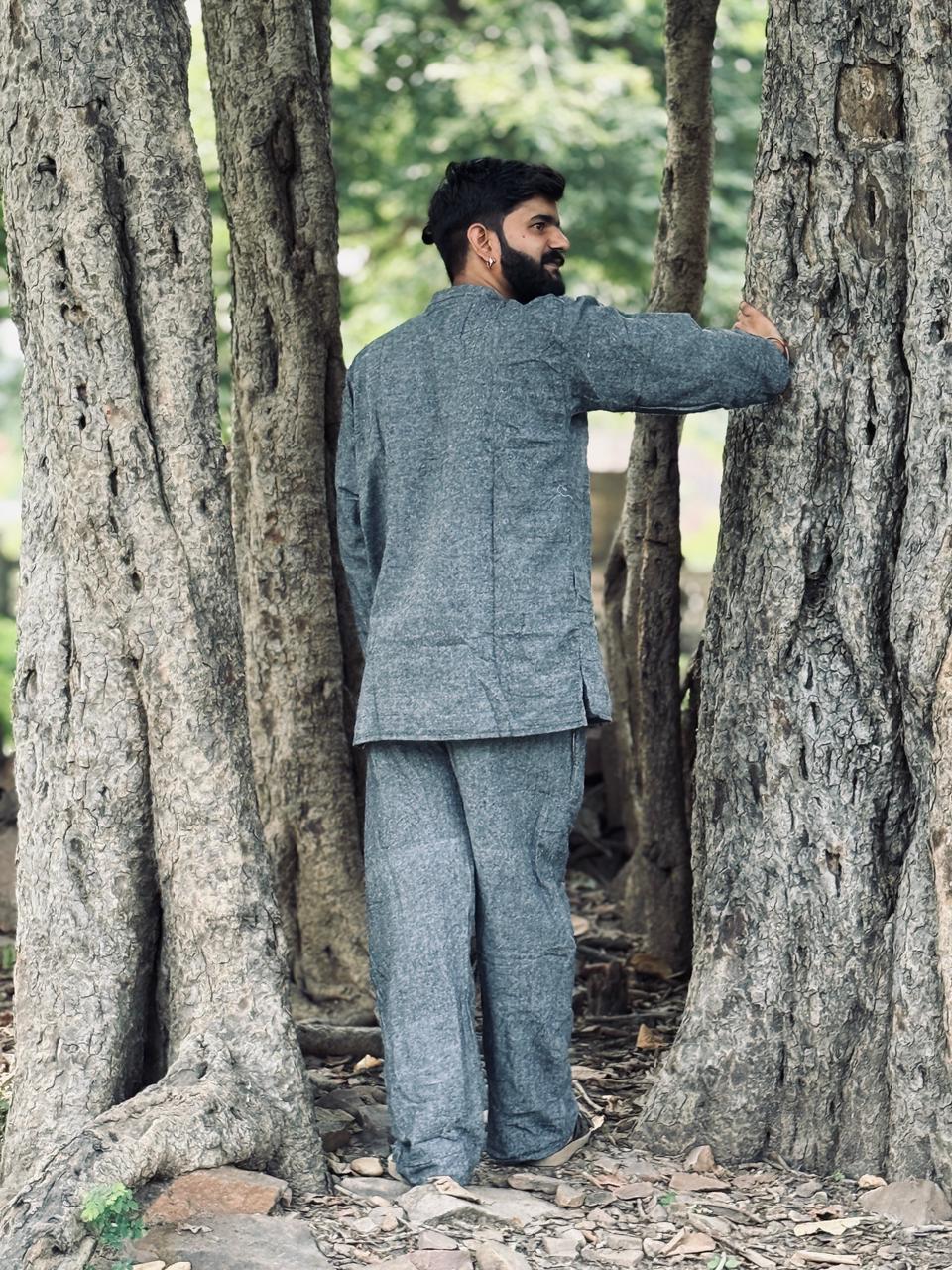 Graphite Grey Textured Khadi Cotton Co-ord Set