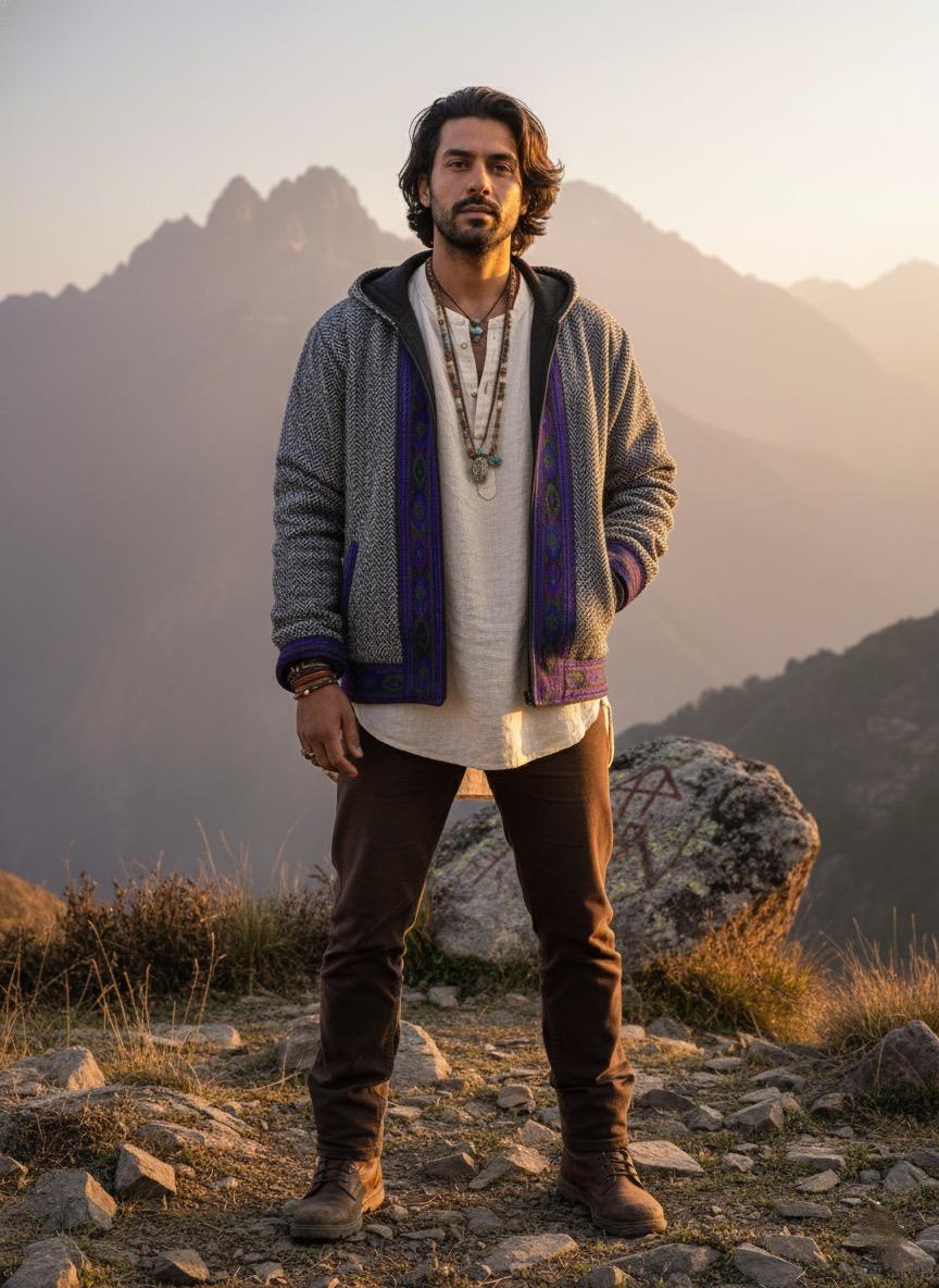 Boho Embroidered Cotton Jacket | Handmade Winter Wear | Charcoal Grey