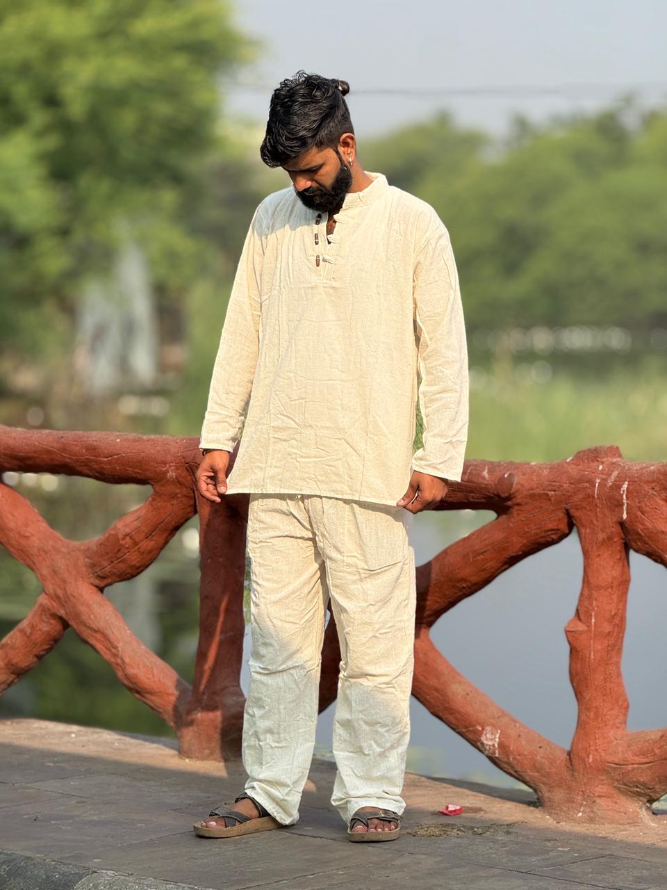 Natural Off-White Khadi Cotton Co-ord Set