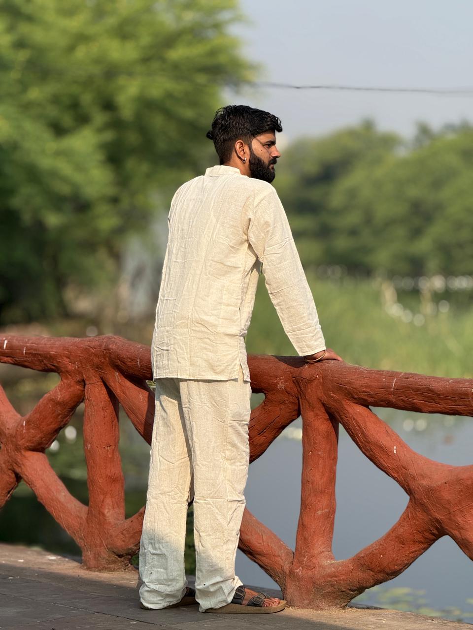 Natural Off-White Khadi Cotton Co-ord Set
