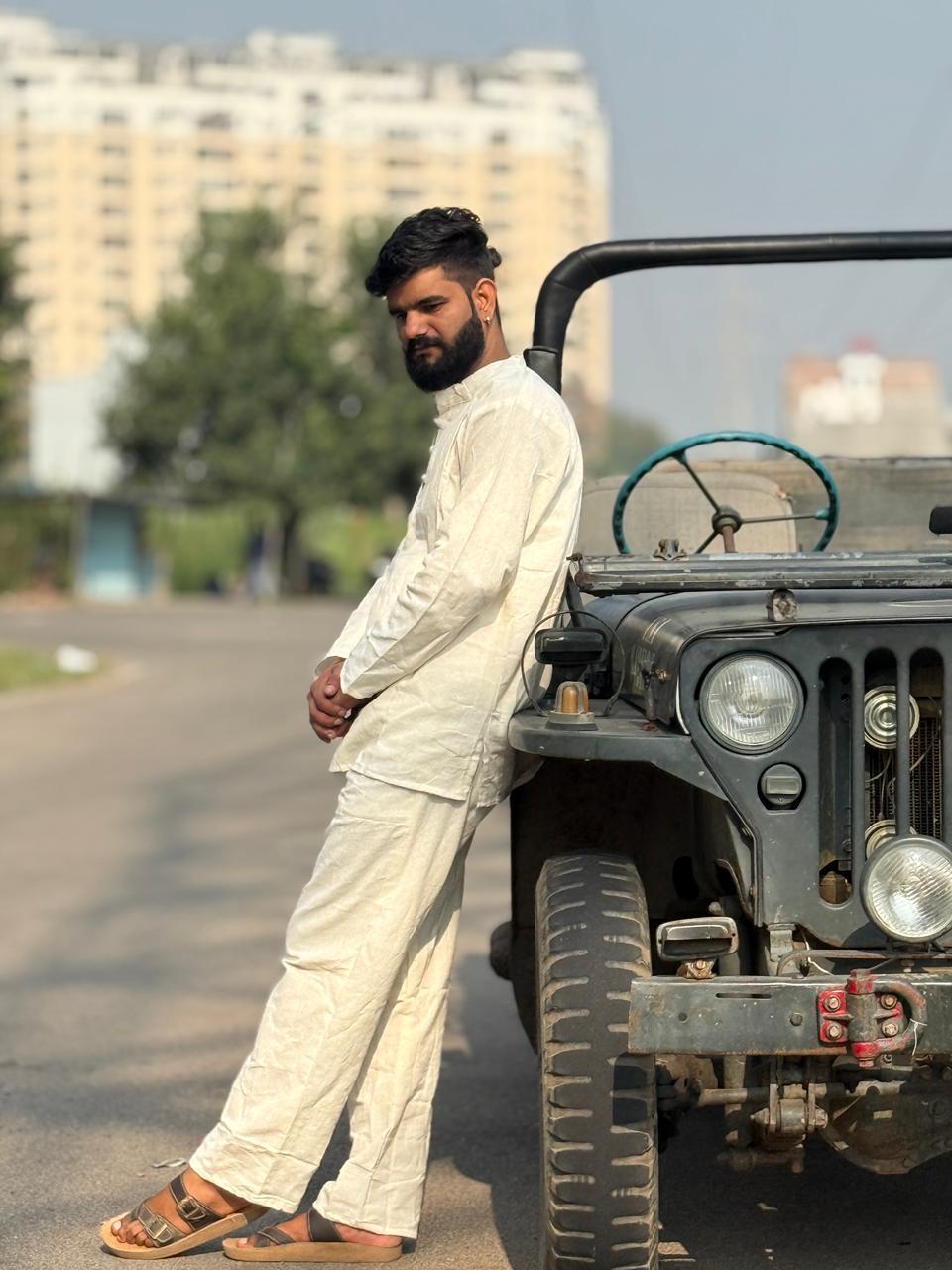 Natural Off-White Khadi Cotton Co-ord Set