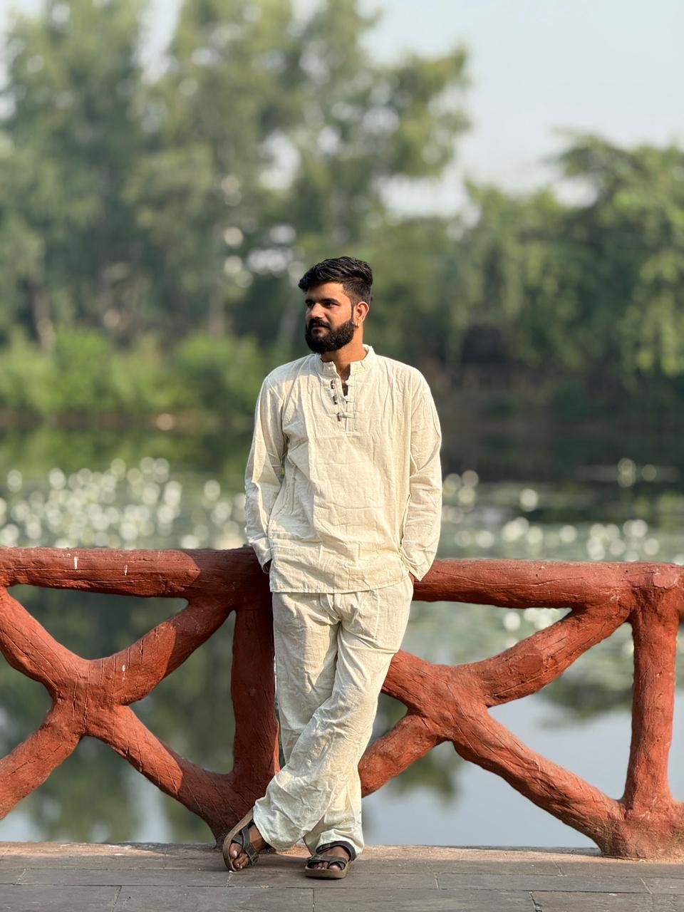 Natural Off-White Khadi Cotton Co-ord Set