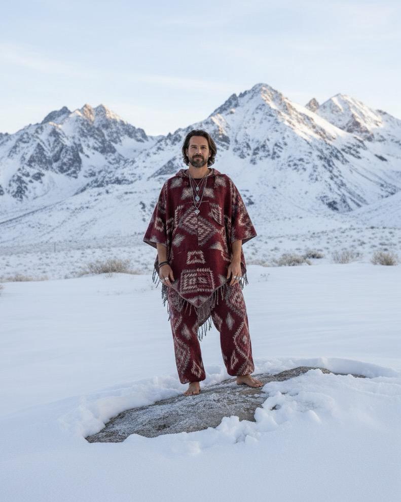 Wild Soul - Unisex Tribal Print Woolen Poncho Co-ord Set