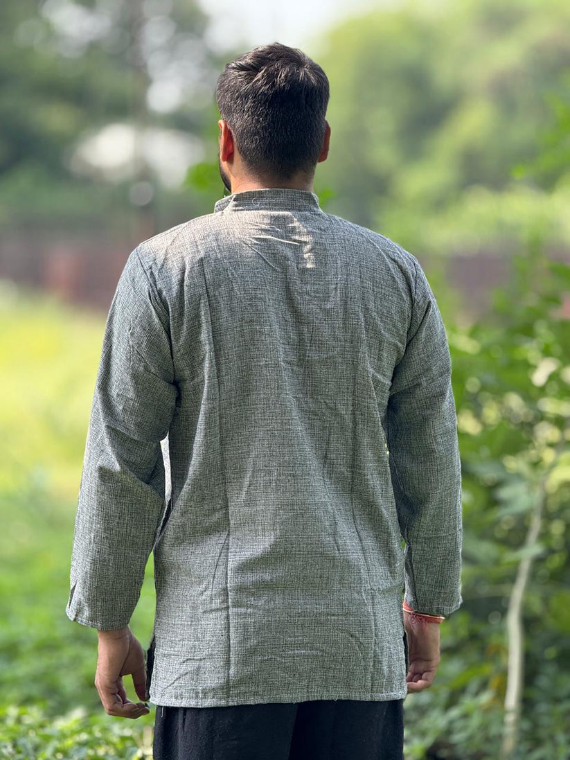 Ash Grey Khadi Cotton Kurta - Image 2