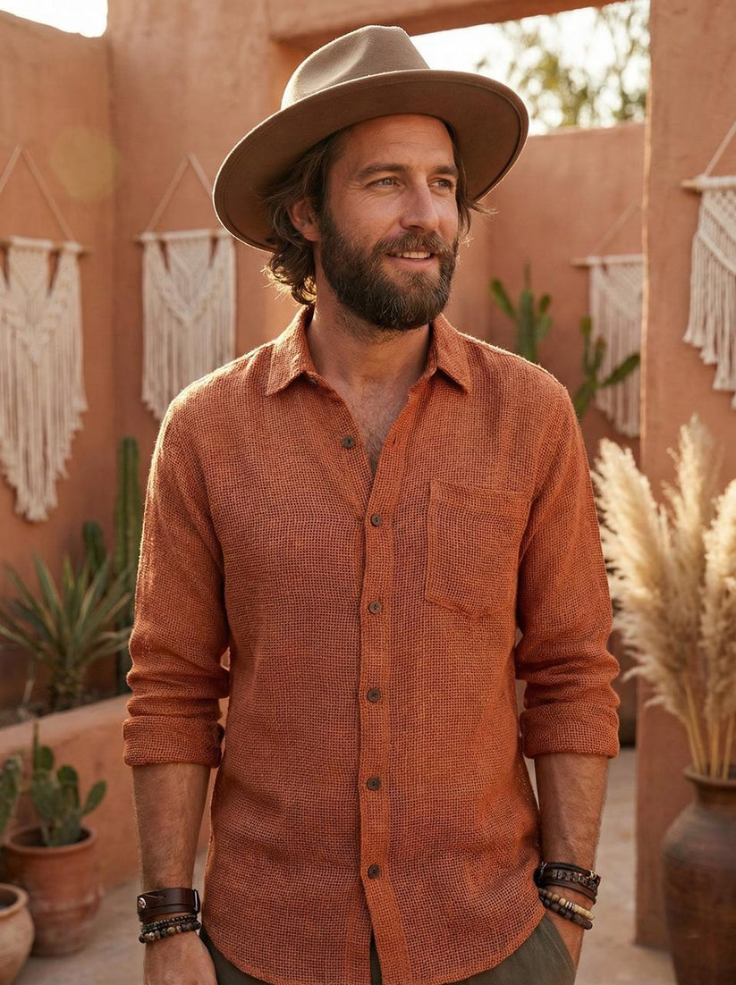 Clay Rust | Unisex Cotton Mesh Shirt | Breathable Open Weave Cotton | One Size