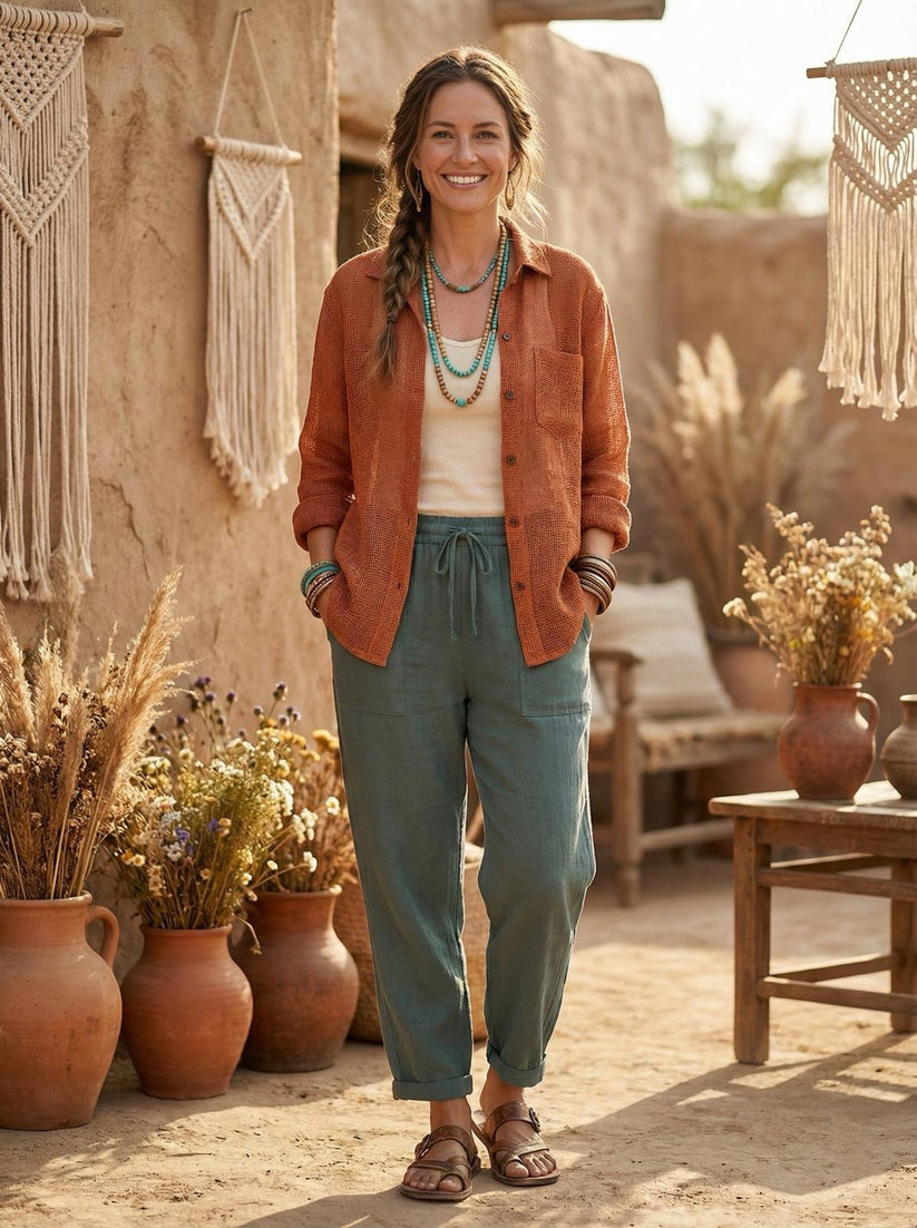 Clay Rust | Unisex Cotton Mesh Shirt | Breathable Open Weave Cotton | One Size - Image 4