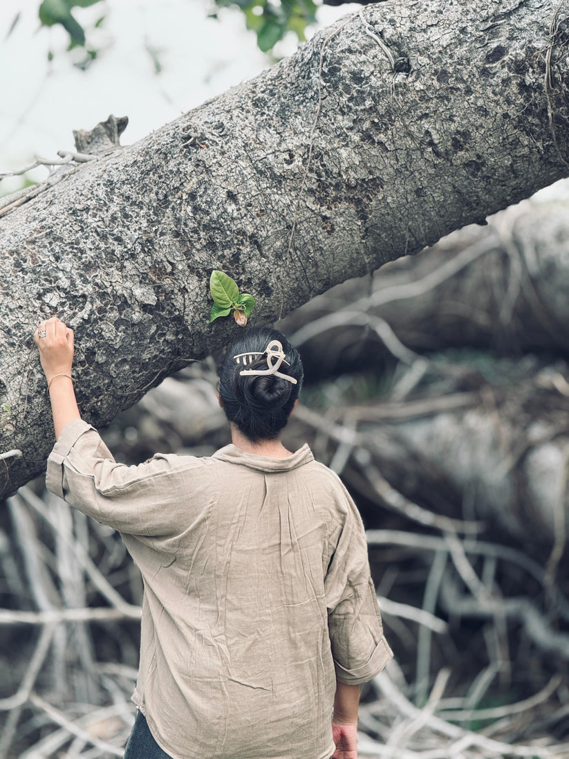 Double Gauze Cotton Relaxed fit Shirt – khaki (Free Size) - Image 2