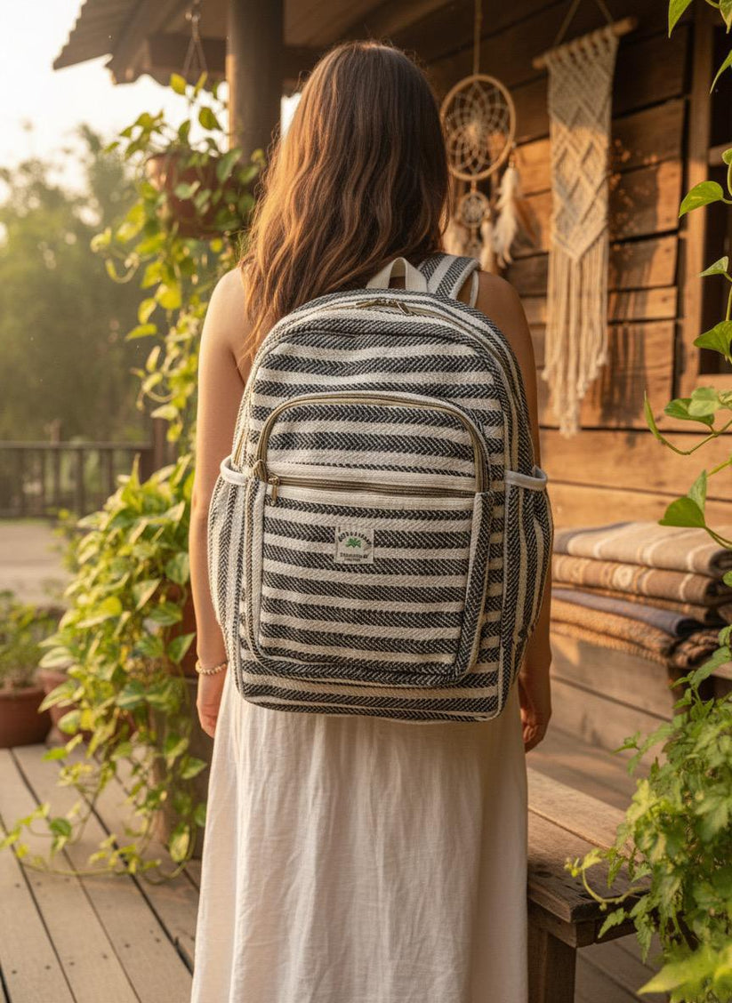 Himalayan Hemp Backpack (Striped Pattern)