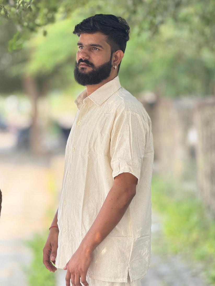 Ivory White Khadi Cotton Shirt - Image 5