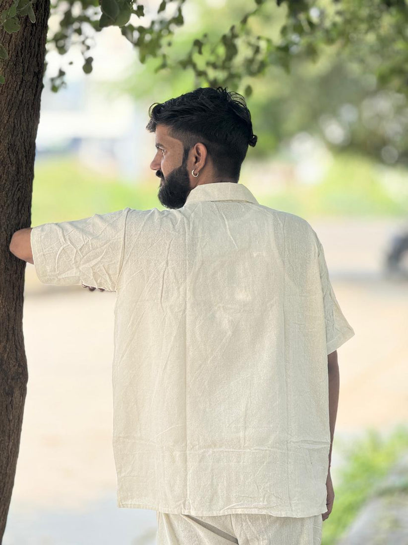 Ivory White Khadi Cotton Shirt - Image 3