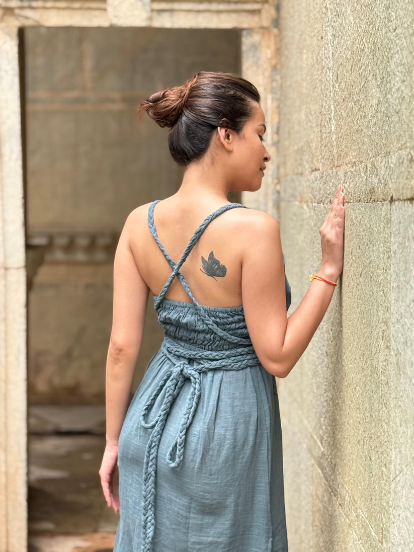 Macramé Inspired Braided Rope Belt Long Dress - Image 4