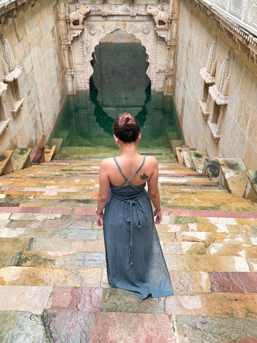 Macramé Inspired Braided Rope Belt Long Dress - Image 3