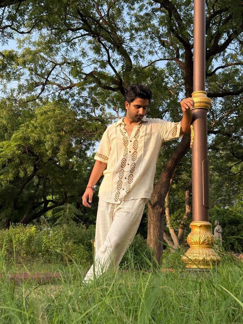 Natural Beige Co-Ord Set – Hand Block Printed Cotton - Image 3