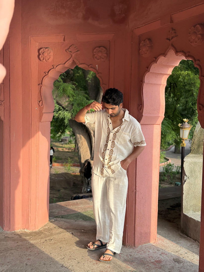 Natural Beige Co-Ord Set – Hand Block Printed Cotton - Image 2