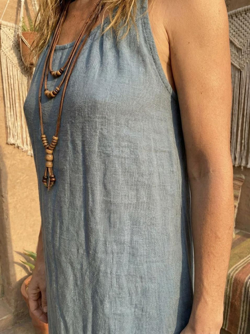 River Mist Linen Cotton Maxi Dress | Boho Flowy Summer Dress | Loose Comfortable Maxi - Image 5