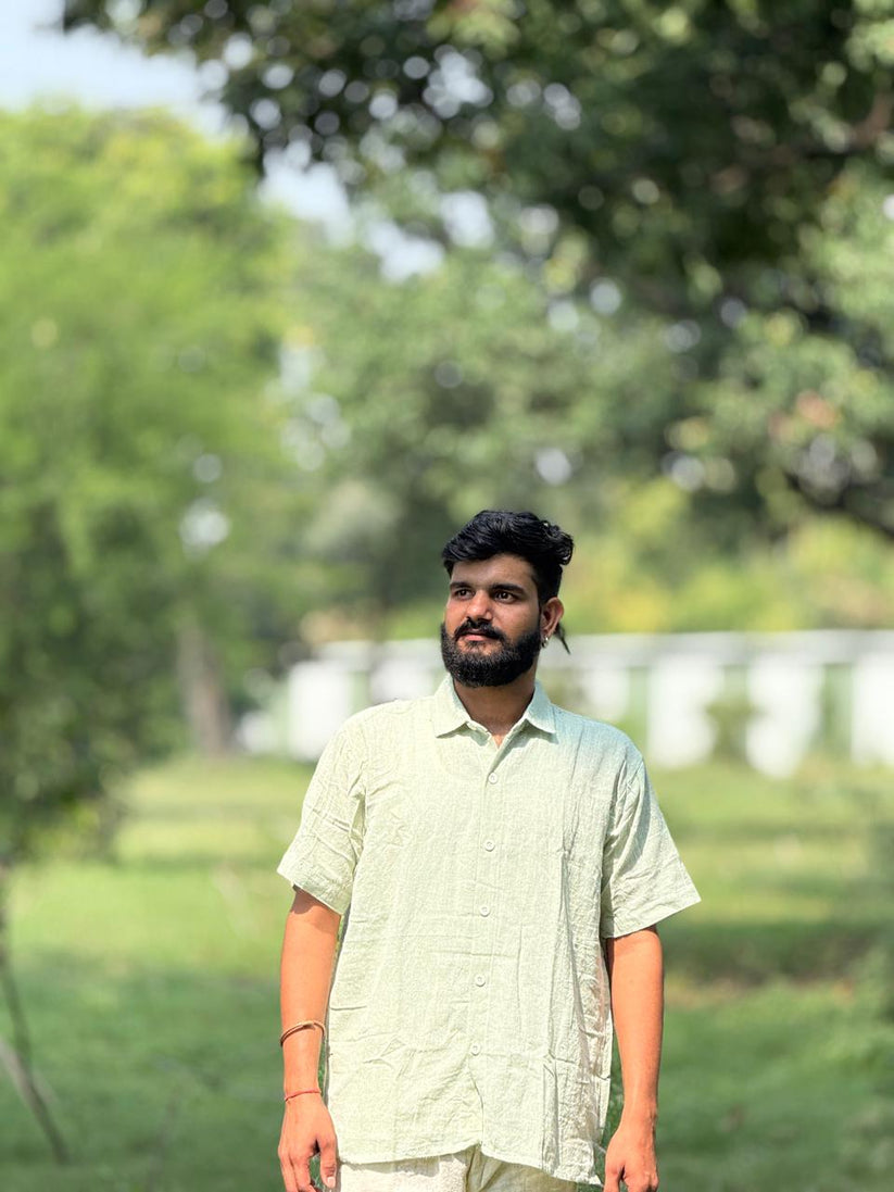 Sage Green Khadi Cotton Shirt - Image 7
