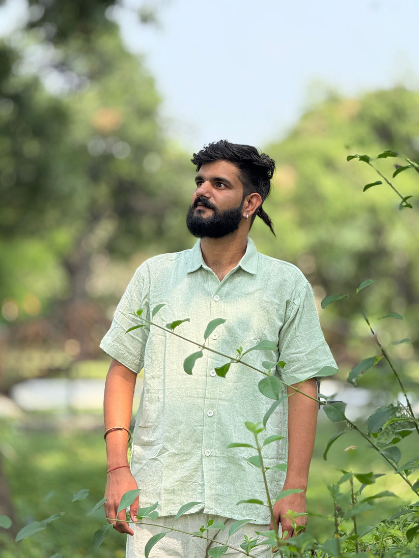 Sage Green Khadi Cotton Shirt - Image 5