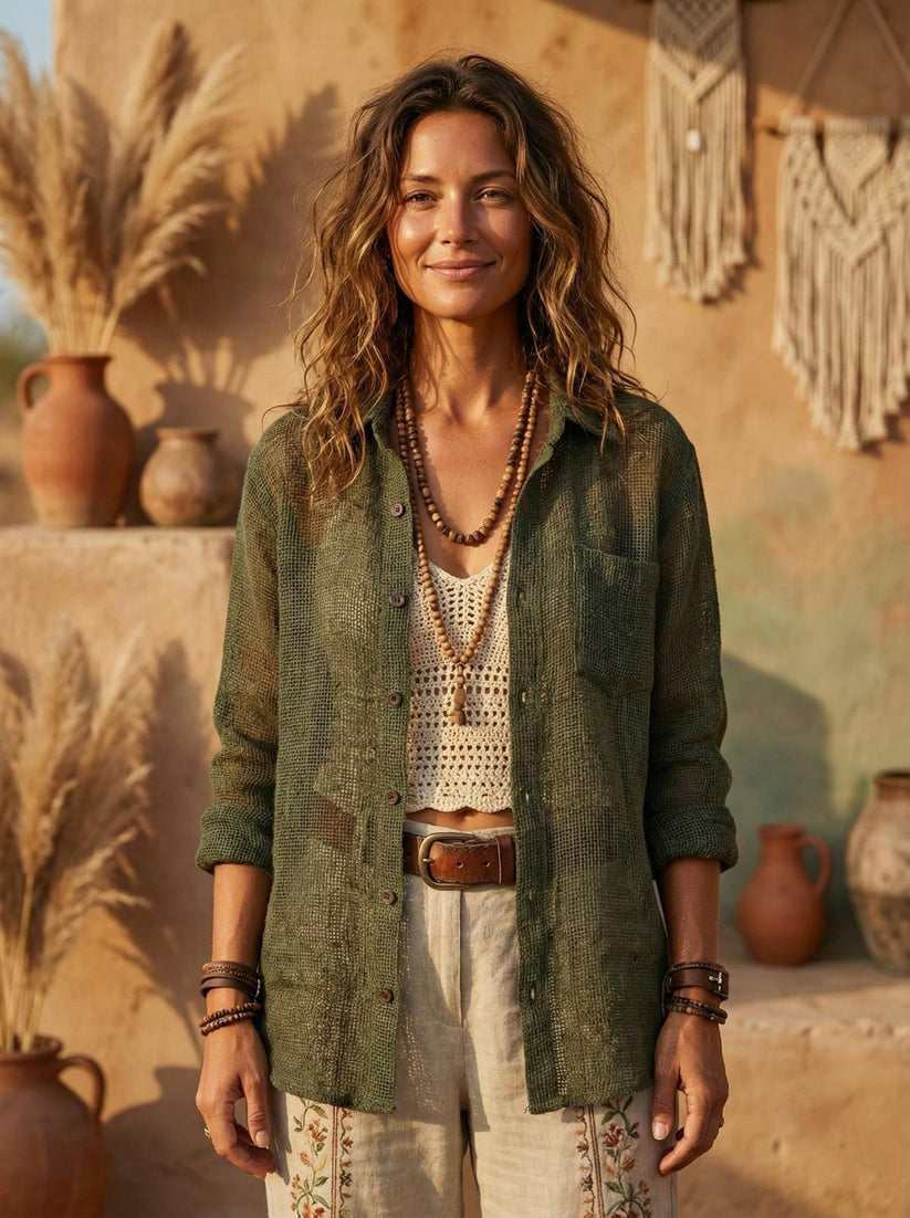 Unisex Cotton Mesh Shirt | Breathable Open Weave Cotton | One Size - Image 2