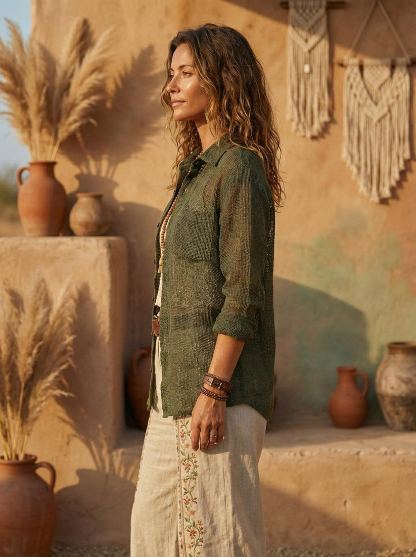 Unisex Cotton Mesh Shirt | Breathable Open Weave Cotton | One Size - Image 4