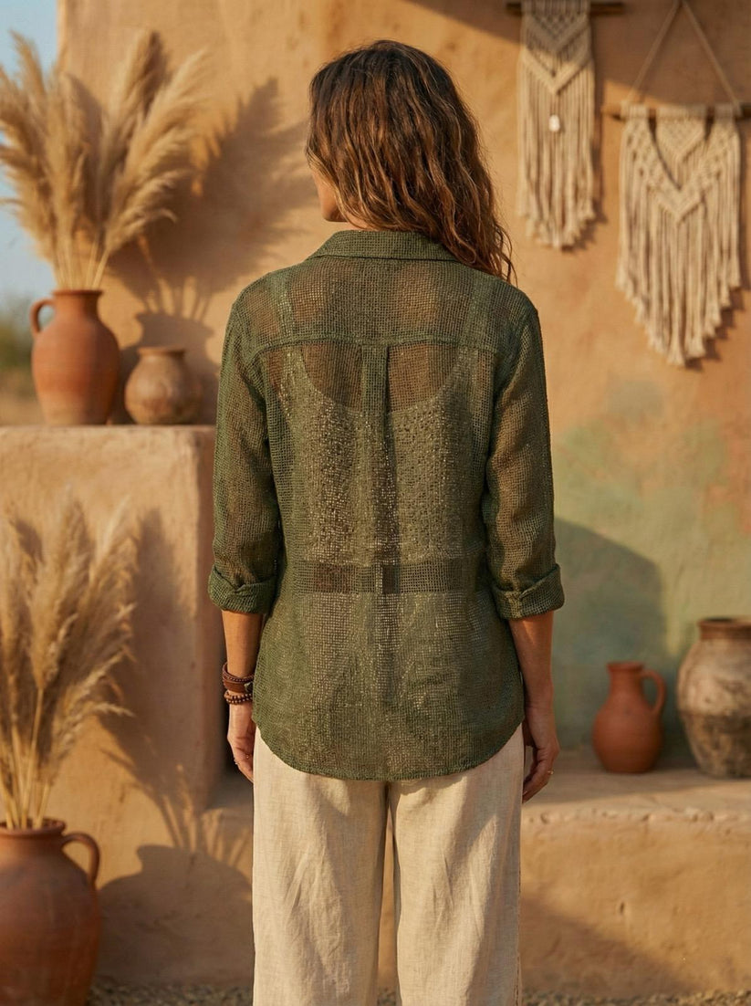 Unisex Cotton Mesh Shirt | Breathable Open Weave Cotton | One Size - Image 3