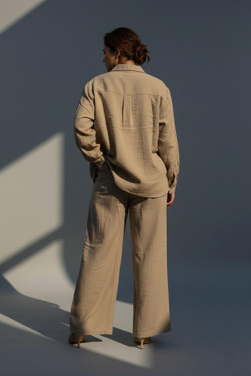 Warm Sand Double Gauze Cotton Co-Ord Set (Free Size) - Image 4