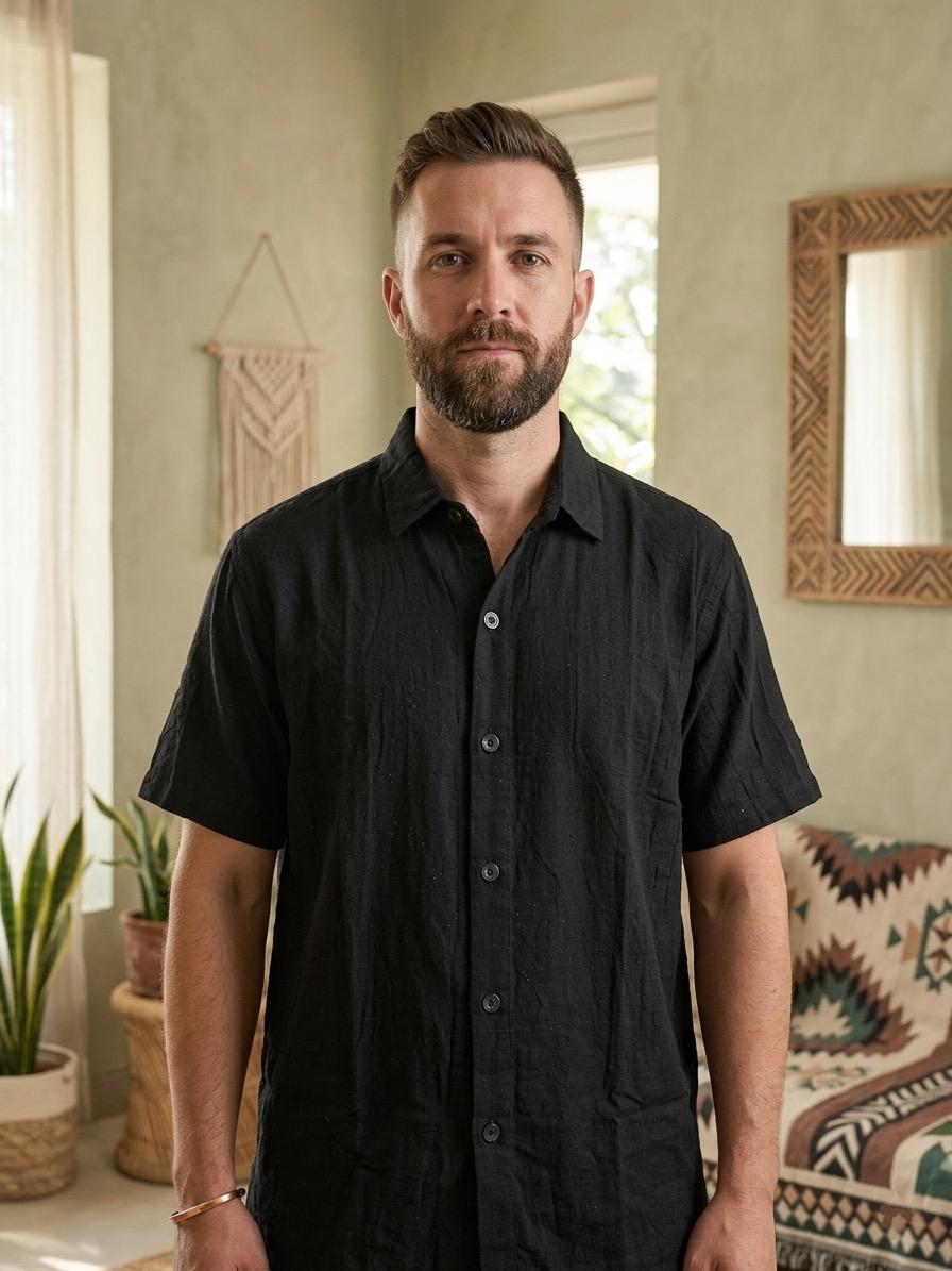 Black Khadi Cotton Shirt