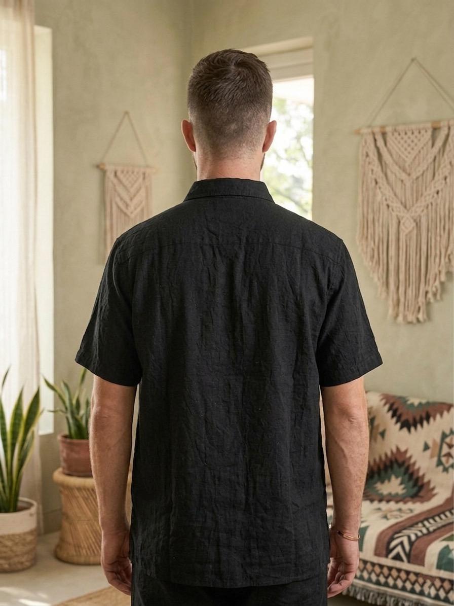Black Khadi Cotton Shirt - Image 2