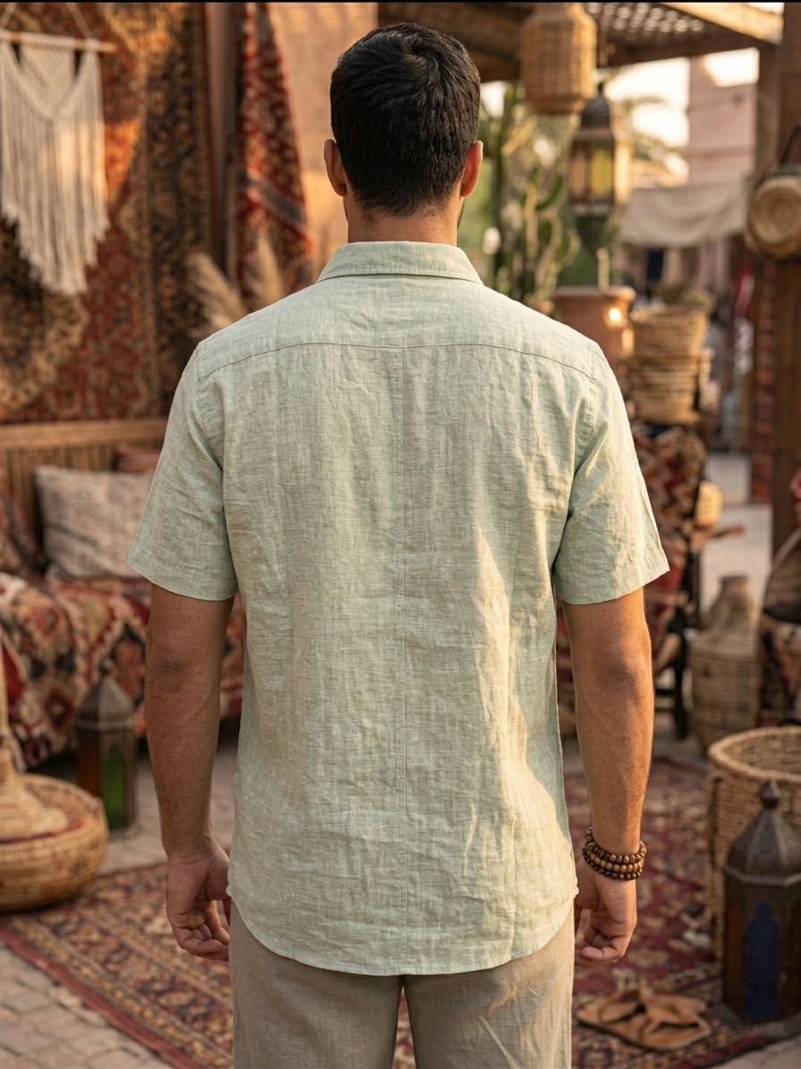 Sage Green Khadi Cotton Shirt - Image 4