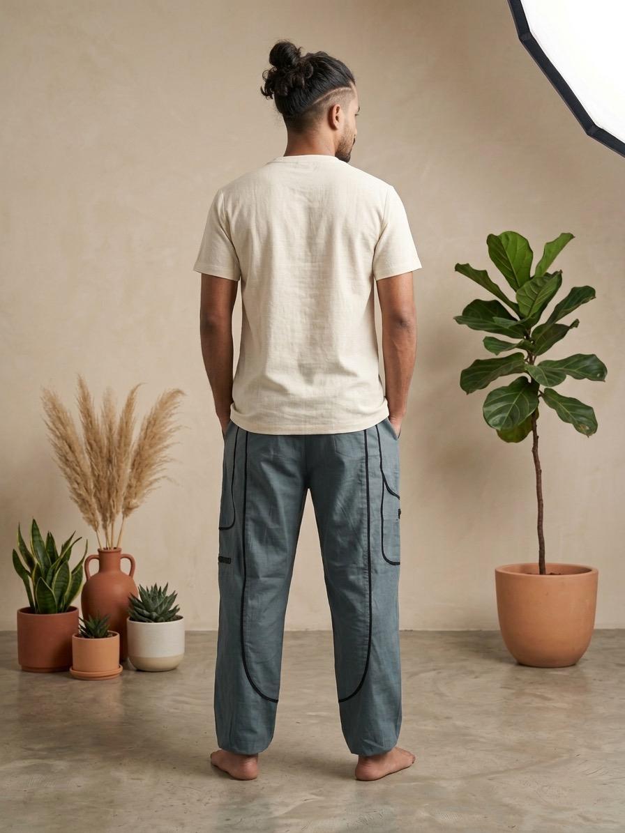 UnisexDusky Blue Relaxed Utility Balloon Cargo Pants | Cotton Cargo Bottoms | Oversized Comfortable Lounge Pants - Image 5